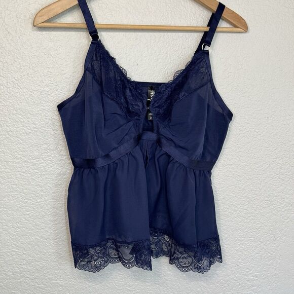Torrid Babydoll Women 2 Blue Sheer Lace Lingerie Top Romantic Goth Fairy Vampy - Picture 1 of 8